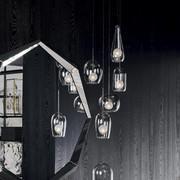 Melody ceiling pendant lamp by Cattelan with smoked transparent glass lampshades