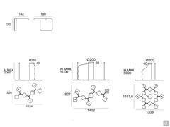 Geometric design lamp Quad - Schematics and dimensions