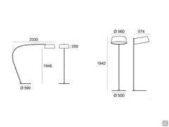 Lamp Oxygen - Schematics and dimensions of floor-standing models