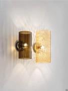 Pair of wall sconces Armonia with rigadin-worked glass diffuser with vertical ribs and matelassé effect balloton