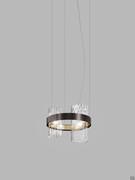 4-light Armonia crystal glass pendant with black nickel and satin gold frame