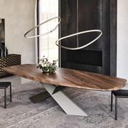 Magellano by Cattelan circular-shaped metallic lamp with LED lights, matched to a table with glossy surface