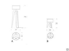 Layout Measurements of the Klimt Vienna straw lamp: A) floor lamp B) table lamp