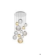 Cluster pendant lamp Puppet with crystal spheres in 3 sizes and in multicolor combination amber, smoky and clear