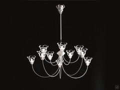 Pinha modern metal chandelier, big model with 10 halogen lights in white