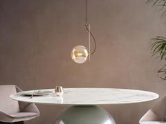 Bon Ton single suspended elegant sculptural shape with stained glass shade