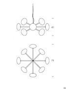 Chandelier 12 Clear Glass Spheres - Layout Measurements Hanging Model 