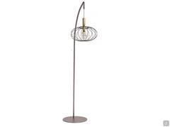 Eira floor lamp in the  Vulcan Grey finish with a Satin Brass bulb holder