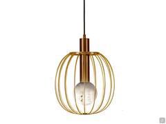 Eira pendant lamp with metal lampshade in the YY217E Gold finish and brass bulb holder in the Burnished Bronze finish