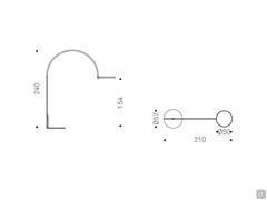 Steel arc lamp Arx by Cattelan - dimensional diagram