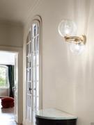 Wall sconce Puppet Ring with clear crystal spheres and satin gold frame