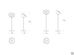 Drawings and measurements of the Miss designer floor lamp