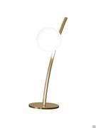 Ophelia glass blown bubble lamp in table version, with single-coloured brushed gold frame