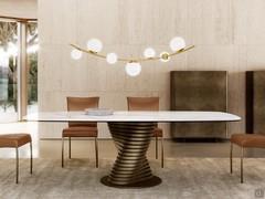 Ophelia blown glass chandelier in the 7-shade version, with brushed gold frame