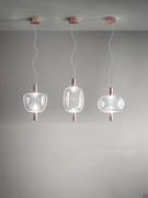 Pendant lamps Riflesso in clear glass and satin copper finish metal frame