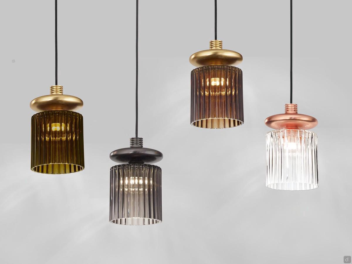 Pendant lamps Tread with blown canned glass diffuser