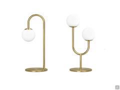 Hope designer glass ball chandelier in single or double table versions with brushed gold painted metal frame