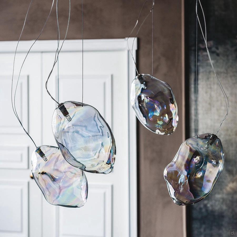 Cloud clear glass pendant lamp by Cattelan with iris lampshade 