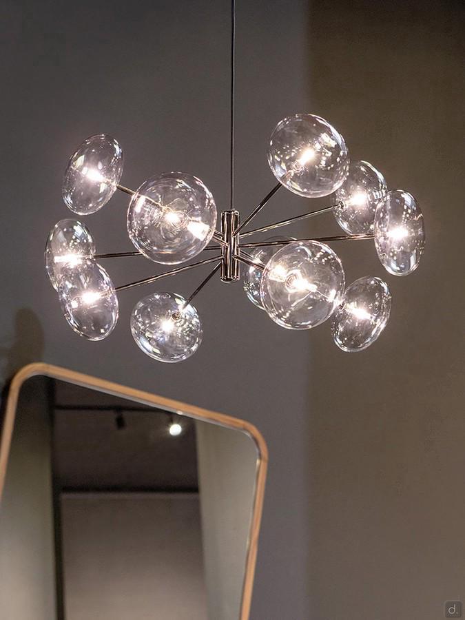 Chandelier 12 Clear Glass Spheres - Pendant Model 