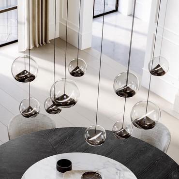 Lola chandelier with glass and metal diffusers