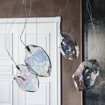 Cloud clear glass pendant lamp by Cattelan with iris lampshade 