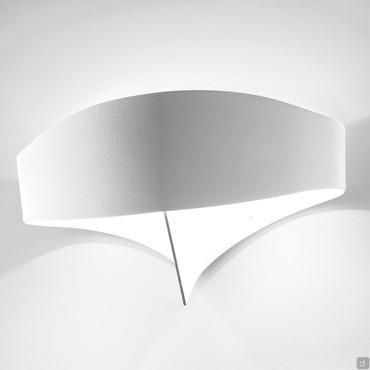 Applique in metallo curvato Linfa con diffusore in metallo Bianco