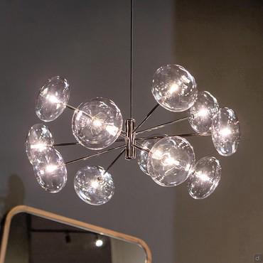 Chandelier 12 Clear Glass Spheres- Pendant Model 