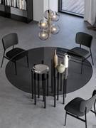 Bon Ton lamp with six transparent smoked glass shades, echoing the finish of the Mille round table top, also by Bonaldo