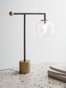 Bardot table lamp in lead finish, with matt brass details