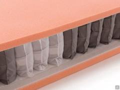 Detail of the Ergo Spring mattress sheet composed of springs or microsprings between two layers of flexible foam