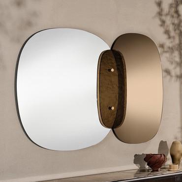 Design mirror with baked glass insert Linkin in the version with two mirrors one next to the other