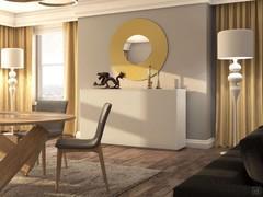 Round mirror Crop in a room furnished with Fado sideboard and Even table.