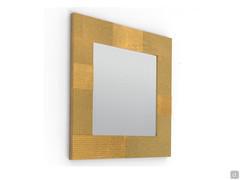 Three-dimensional framed mirror Field covered in gold leaf