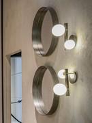 Round mirror Wish by Cattelan in brushed grey painted metal - Planeta lamp in wall version