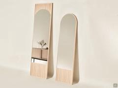 Domu solid wood entryway mirror, full body in ash-wood