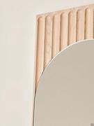 Detail of the Domu mirror upper frame, entirely made of solid ash wood with visible grooves