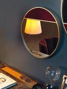 Cayos round mirror with brass and fabric details