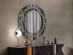 Round mirror Jolan with mirrored frame and smoked sandblasted glass inserts