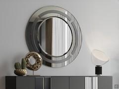 Mirror Jolan made of smoked mirrored glass with sandblasted inserts on the frame, important diameter of 120 cm