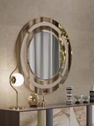 Round mirror with glass frame Jolan matching Keramos sideboard with ceramic doors