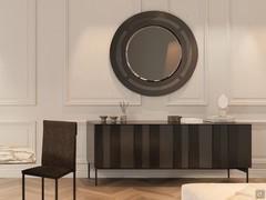 Round mirror with glass frame Jolan in a matching setting