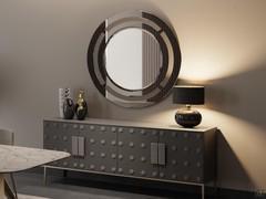 Round mirror with glass frame Jolan in a matching setting