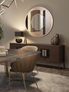 The mirror Rising in bronzed glass perfectly fitted into a living room also including Window sideboard and Comb table.