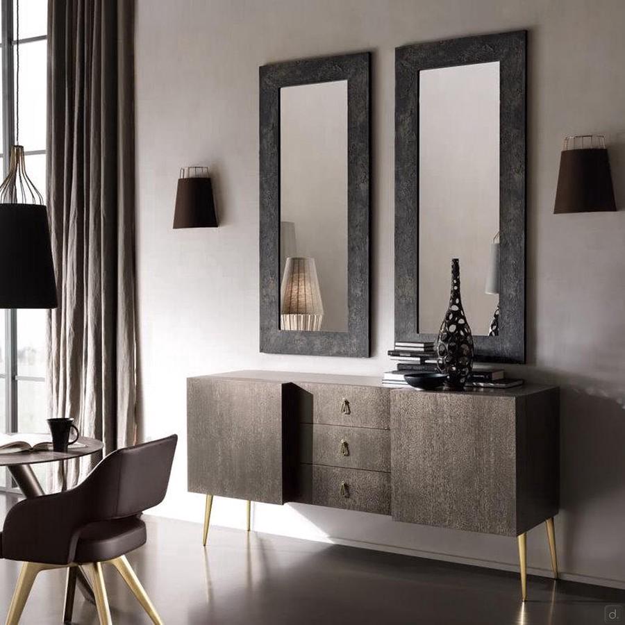 Asia mirror with a rectangular shape and a dark finish by Cantori