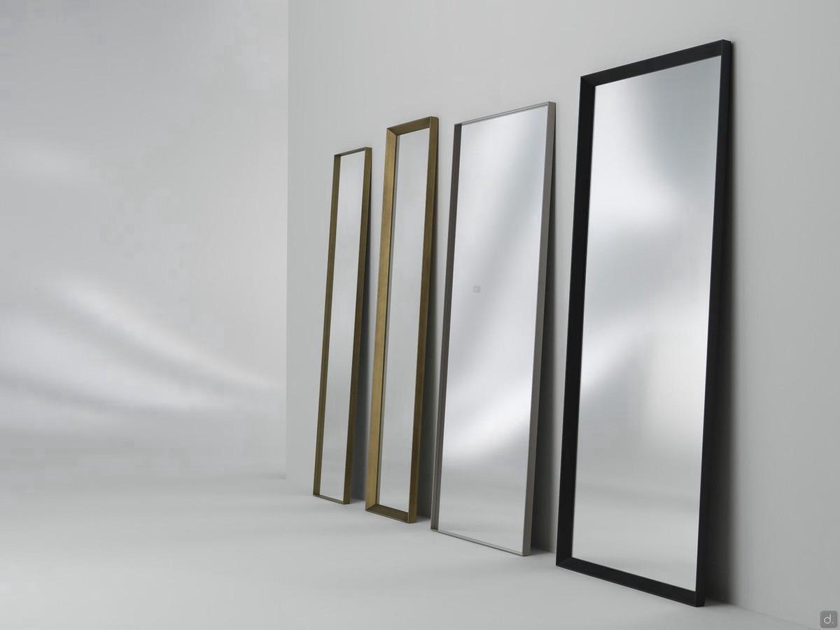 Lacquered metal framed mirror Tema, here rectangular free-standing but also available square wall-mounted