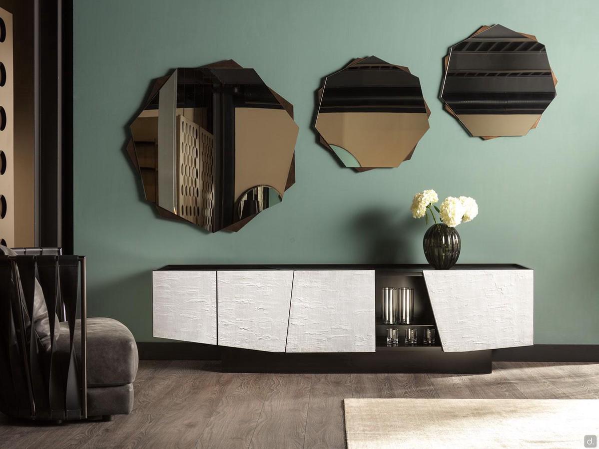 Medea shaped mirror with metal frame by Cantori in a combination of three elements