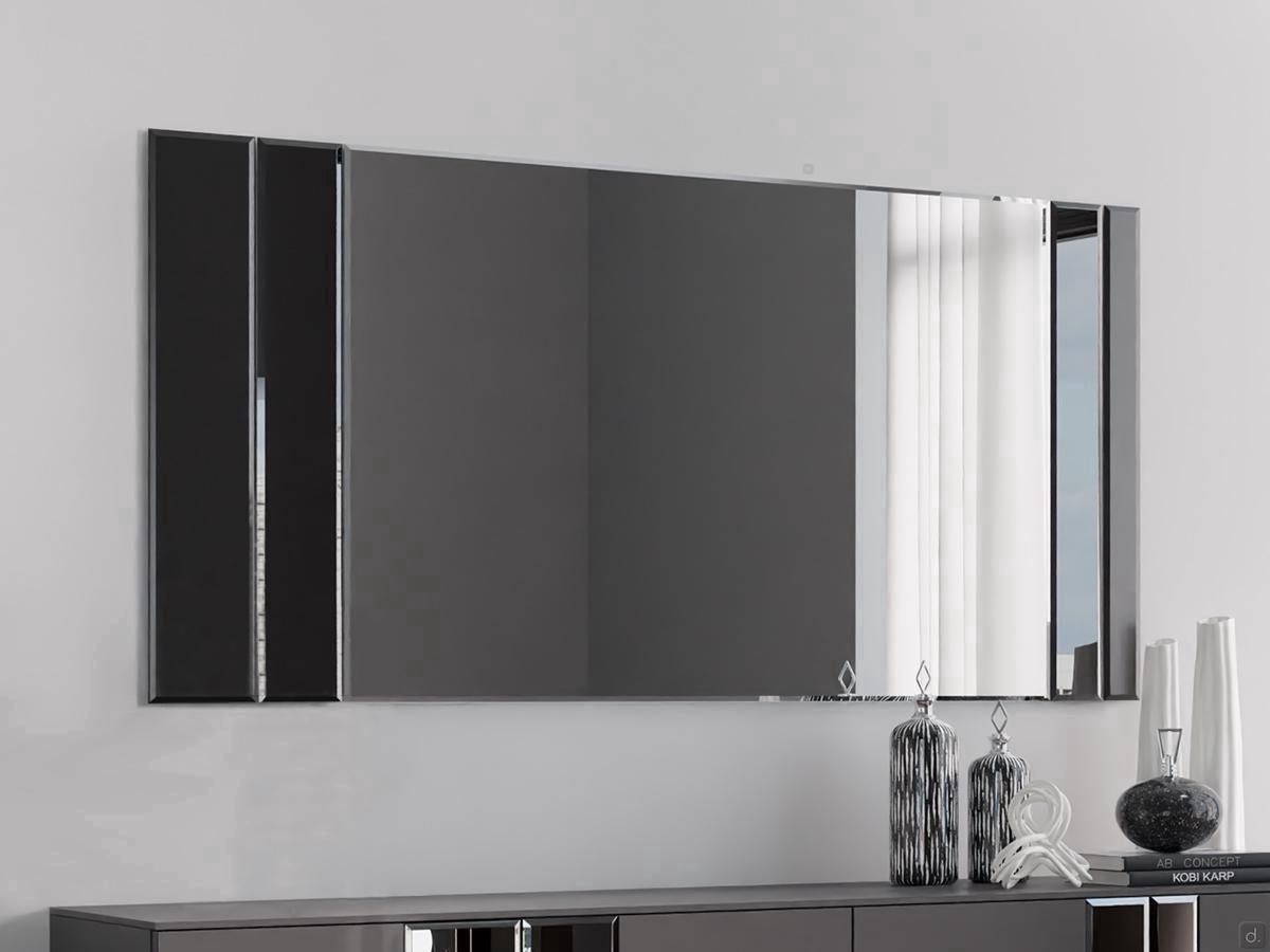 Horizontal wall mirror Essenza 164 cm wide, offered here in a version with smoked mirrored glass inserts