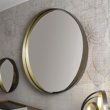 Round mirror with steel frame Rodin by Cantori