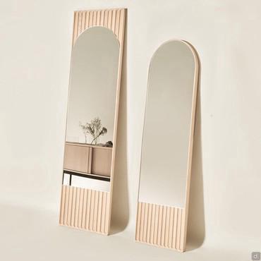 Domu solid wood entryway mirror, full body in ash-wood