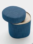 Storage pouf Coffer with tray in polyurethane lacquered with Nickel metallic finish